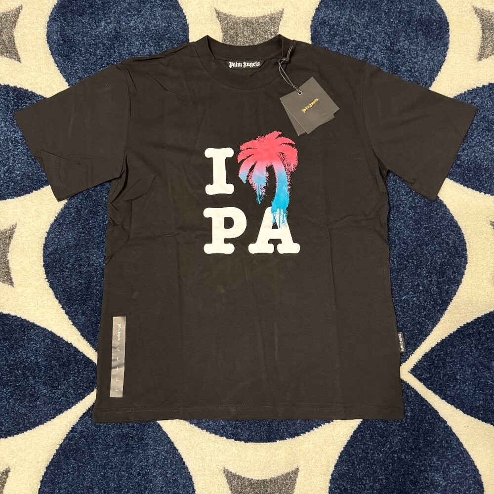 Palm Angels I Love PA Palm Tree Black T-Shirt Size Large